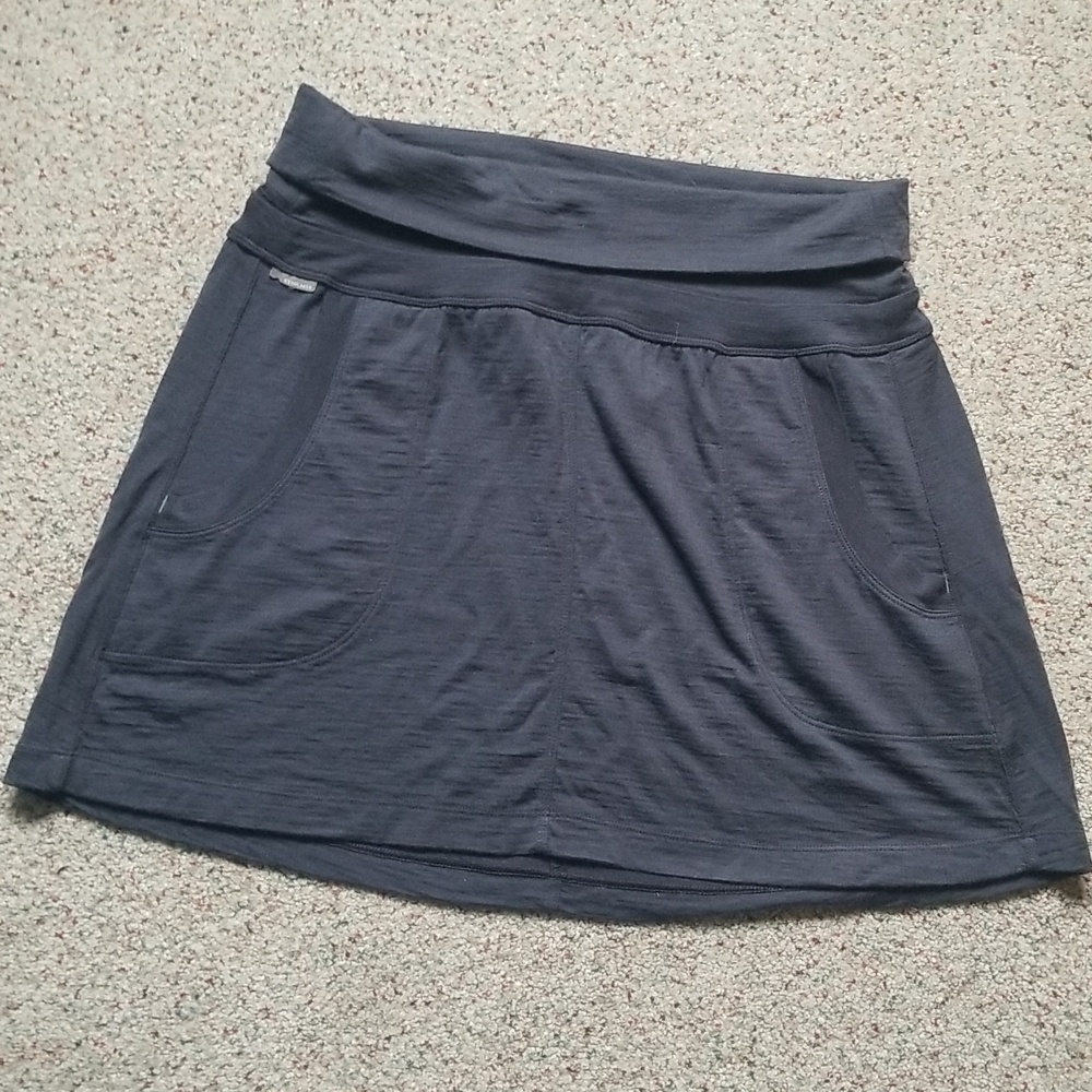 Icebreaker 100% Wool Knit Mini Skirt Navy Gray M - Picture 2 of 6
